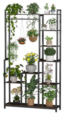 unho Porte Plante Intérieur en Fer Forge: Étagère Plante pour 12 pots Support Pot de Fleurs en Métal 7 Niveaux Décoration pour Balcon Salon - 98x23.8x180cm