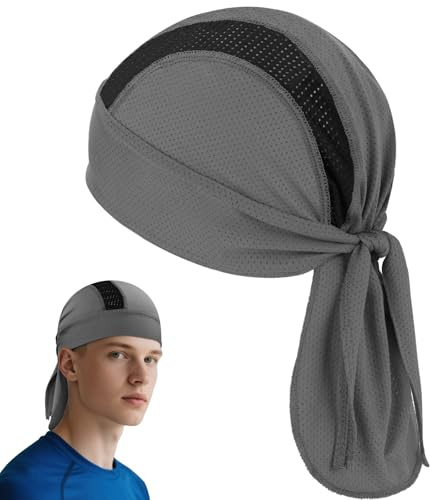 GUIZIYAO Bandana da uomo, Cappello Bandana, Morbida, Traspirante, Elastica, Adatti per Trekking, Bici, Moto (Grigio, Taglia unica)