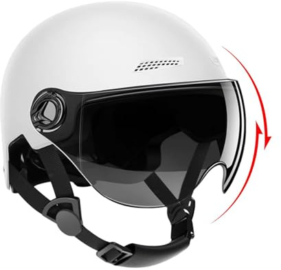 Jethelm Mit Visier, Motorradhelme Herren Frauen, Roller Helm Mit Sonnenblende, Mopedhelm Retro, Scooter Skateboard Helm Erwachsene, Reithelme Atmungsaktiv Kollisions Und Sicherheitsschutz 54-62cm