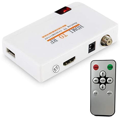 HDMI RF Modulator VHF Koaxialkonverter HD 1080P Eingang Koaxialausgang Adapter mit Fernbedienung für Laptop PC PS4 PS5 VCR DVR Chromecast Blu-ray Roku Fire Stick Set-Top-Kabelbox Digital Video auf