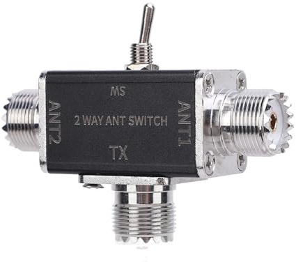 FAUOSWUK Conmutación de Antena CB Ham de 2 Vías, Conmutación de Antena de Aleación de Aluminio de 100 W con Seguridad de Polaridad Inversa para Radio Ham CB HF VHF UHF de 1-30 MHz