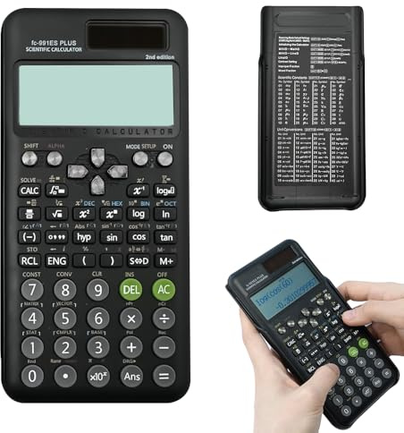 Hojalis Wissenschaftlicher Taschenrechner, Wissenschaftlicher Schulrechner Mit 417 Funktionen, Multifunktionaler Rosa Taschenrechner, Scientific Calculator Mit Schutztcase Für Studenten (Schwarz)