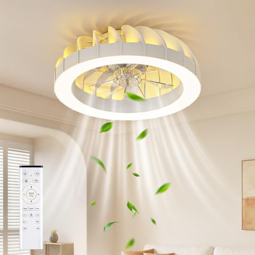 GLOFAN 46cm Ventilatore da Soffitto con Luce,6 Velocità,Illuminazione 1800K | Temperatura di Colore 3000K-6500K,Luminosità Regolabile,30W DC Motore,Silenzioso,Timer,Funzione di Memoria