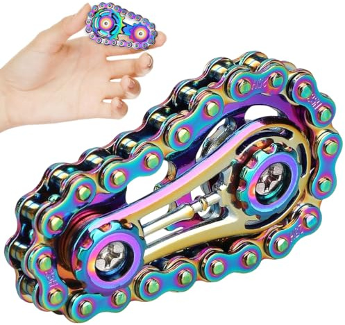 CEJAS 1 Stück Coole Zahnräder Fidget Kette, Montage Fidget Spinner Ring Spielzeug für Kinder Erwachsene, Metall Fidgeting Fahrrad Kettenräder Würfel, Stress Relief Hand Spinner Geschenk