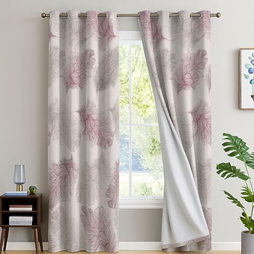 EverSoft Bedding Floral Blackout Curtains 2 Panels - 66 x 72 - Thermal Insulated & Soundproof Flower Print Eyelet Drapes for Medium Windows