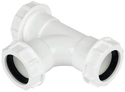 FLOPLAST 32mm Compression Waste Tee - White - Bag of 2