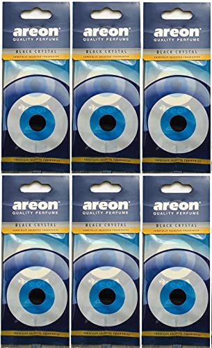Areon Car Air Freshener Hanging Black Crystal Blue Eye Oriental Nazar Amulet Home 2D Paper Set Multi Pack of 6