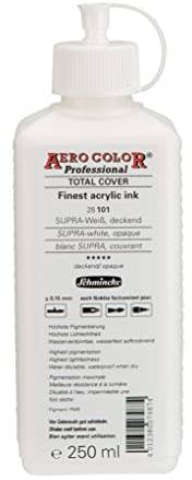 Schmincke - AERO COLOR® Professional, SUPRA Weiß, deckend, 250 ml, 28 101 027, feinst-flüssige, farbstarke Acrylfarbe für Acrylmalerei, Airbrush, Mixed Media