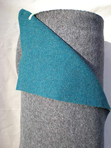 Cajo Lorenz Walkloden Doubleface Stoff - Petrol/Grau