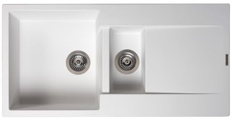 Reginox Amsterdam 10 Pure White 1 Bowl Reversible Granite Kitchen Sink and Waste