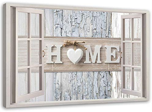 Feeby Leinwand Bilder - Fensterblick Natur- 60x40 cm- Deko Wohnzimmer - Wandbilder Schlafzimmer - Deko Aesthetic - Wand Deko - Leinwand Groß - Deko Zimmer - Leinwandbilder XXL