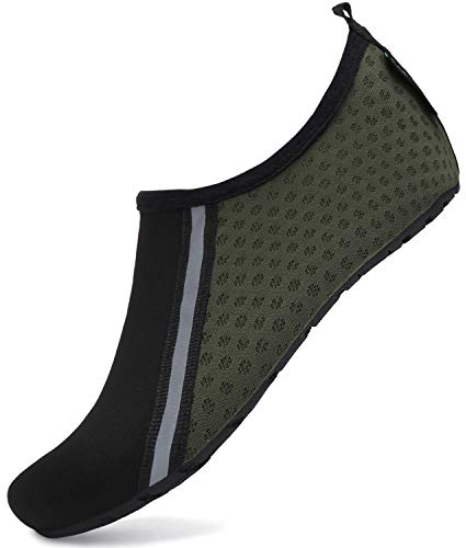 SAGUARO Damen Herren Wasserschuhe Neoprenschuhe Schnelltrocknend Badeschuhe Unisex Atmungsaktiv Komfortabel Schwimmschuhe Slip On Surfschuhe Park Fahren Bootfahren, Aqua Dunkelgrün 40/41