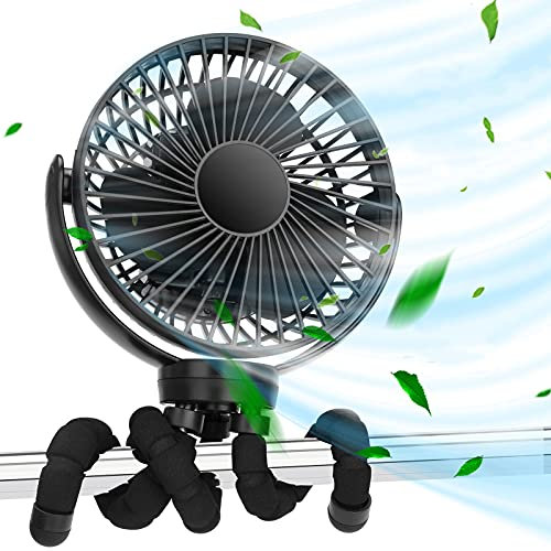Ventilador portátil para cochecito de bebé con trípode retráctil, 3 velocidades, silencioso, viaje, camping, habitación