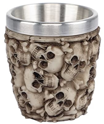 Skull Coffee Mug Drinking Cup Stainless Steel Viking Skull Beer Cup Skeleton Resin Wine Cup Tea Mug Medieval Skull Drinkware Wineglasses Novelty Cup for Halloween Christmas Birthday Father's Day Gift