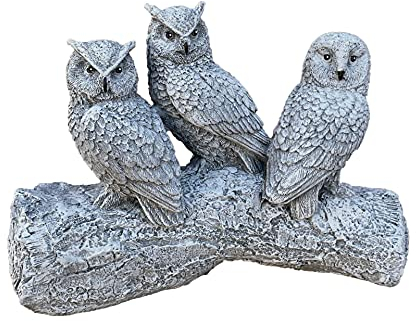 Stone and Style Steinfigur 3er Eulen auf Stamm frostfest Steinguss