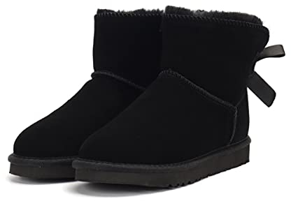 DEBAIJIA Donna Stivali Da Neve Signore Stivaletti Boots Invernali All'Aperto Calda Foderato Antiscivolo 38 EU Nero (Dimensioni Etichetta: 38