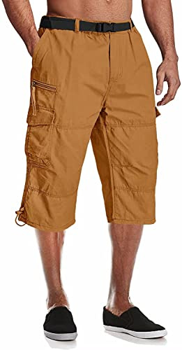 MAGCOMSEN Men's Casual Work Shorts Quick Dry Climbing Shorts Comfortable Durable Shorts with Zipper Pockets Earthy Yellow