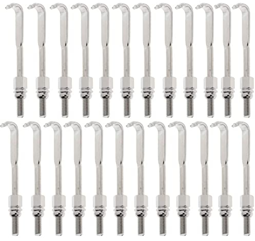 Jiayouy 24 Pcs Banjo Hook and Nut Set Meal Tension Hoops for Banjo Accessories Parts Flat Hook