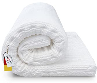 FMP Matratzenmanufaktur, Visco Topper 8 cm, Memory Foam Matratzenauflage für optimale Druckentlastung & Rückenschmerzen, ergonomisch & atmungsaktiv, waschbarer Bezug, 140x190cm weiß