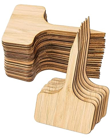Etiquetas de Plantas, 30 pcs Plantas de Bambú Madera Etiquetas de Jardín Accesorios Marcadores de Planta con Marcador, para Semillas Hierbas Vegetales Flores Macetas 10x6 cm