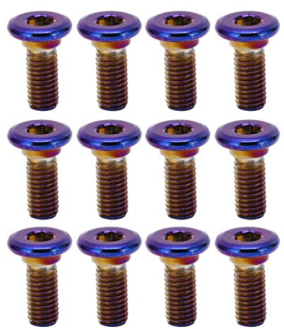 Vis hexagonale de Frein à Disque, 12pcs Boulon de Frein à Disque M8 vis hexagonales en Titane en Alliage d'aluminium universelles pour Moto de vélo(M8*20)