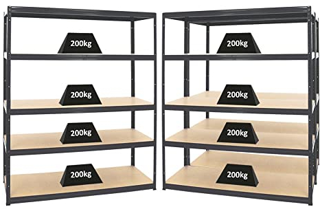 PROREGAL Mega Deal 3X Étagère Charge Lourde Giant Elephant | 180x150x60cm | 200kg par Niveau | Noir | Lot d'étagères Robustes de Garage, Atelier, Cave, sous-Sol, Stockage, Rangement, Rayonnage