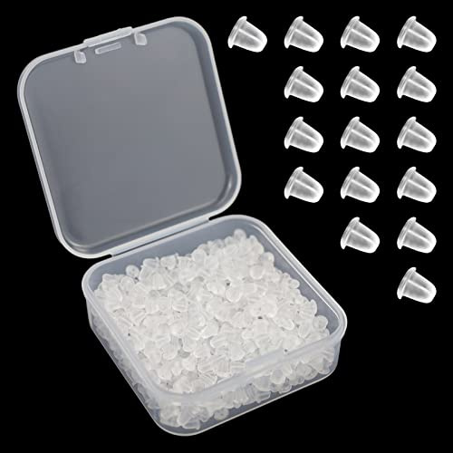 500 Pezzi Ferma Orecchini in Silicone Anallergici Piccoli Universale Trasparente Chiusure per Orecchini 4 x 5 mm Fermagli Sicurezza