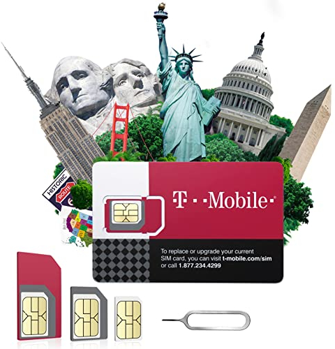 T-Mobile USA SIM-Karte – Unbegrenzte Anrufe & Daten für USA-Reisen – 4G Netz, Google & Whatsapp nutzbar – Einfache Aktivierung, 24/7 Whatsapp Support