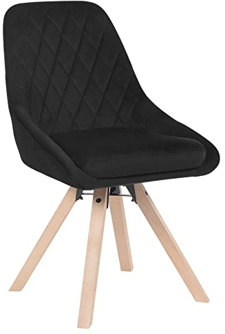 WOLTU Esszimmerstühle drehbar 1er Set, für Esszimmer Wohnzimmer Küche, Küchenstühle mit Samtbezug, Buchenholz Beinen, bis 150 kg belastbar, Schwarz