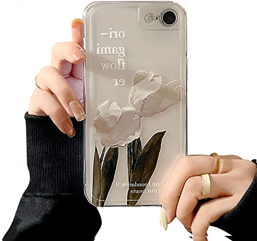 Fycyko Kompatibel mit iPhone 8 / iPhone 7/ iPhone SE 2022 / iPhone SE 2020, Aesthetic Blumen Schön Malen Design Girls Elegant Silikon TPU Handy Case