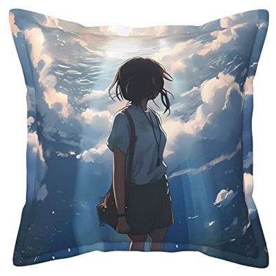 BVMPRS Look Back Dekokissen aus bedrucktem Leder, für Couch, Bett, Frühling und Sommer, 40,6–50,8 cm