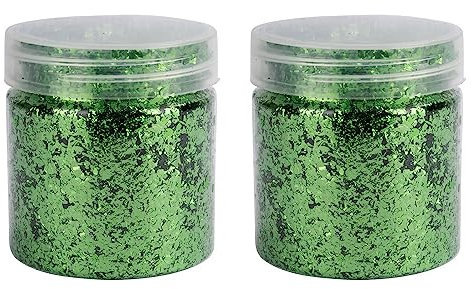 Ideen mit Herz Blattmetall-Flocken | Blattgold-Flakes zum Basteln | 2 Dosen mit je 3g (grün)