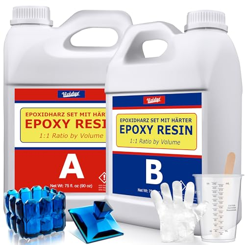Epoxidharz mit Härter - 4.5L / 175oz Klares Epoxid Harz zum Gießen und Beschichten, Tischplatten, Holz, Schmuckherstellung - Blasenfreies Gießharz für DIY Epoxy Resin Art, Harzformen, Tischplatten