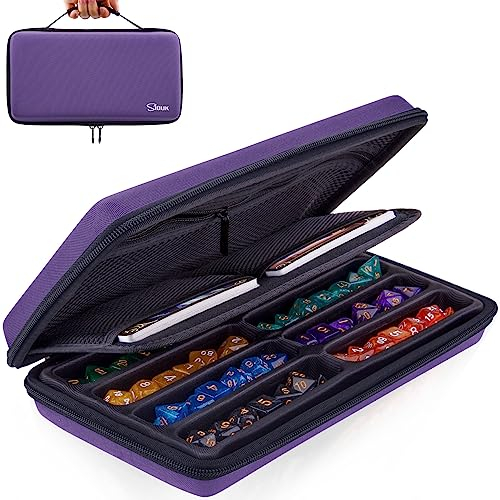 SIQUK Caja para Dados de rol Estuche de Almacenamiento para DND RGP Dados, Violeta Puro