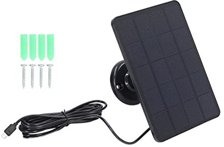 Chargeur de Batterie de Panneau Solaire 10W Caméra Micro USB Panneau Solaire Faible Consommation D'énergie Surveillance de sécurité pour les Appareils (Noir)