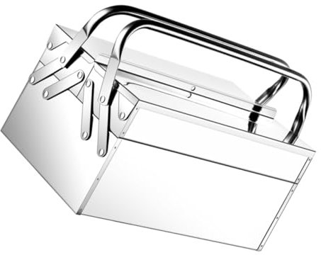 Cassetta Portautensili in Acciaio, Inox Cassetta Degli Attrezzi, Cassetta Portautensili in Alluminio Con Maniglia, 35,50x20,00x15,00cm