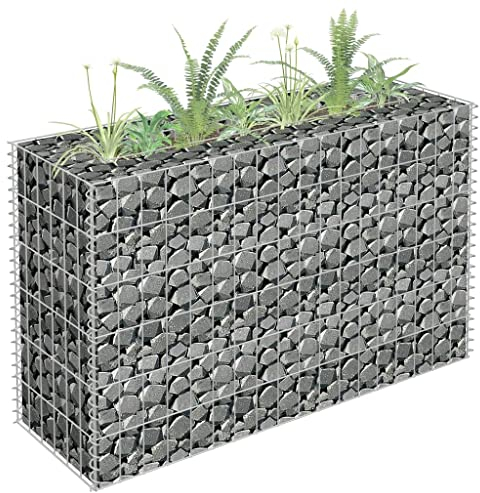 Gabionen Hochbeet aus Metall, Steinkorb Gabionenkorb Pflanzkorb Pflanzkasten Pflanzkübel Pflanzbeet für Balkon & Garten, 90x30x60 cm