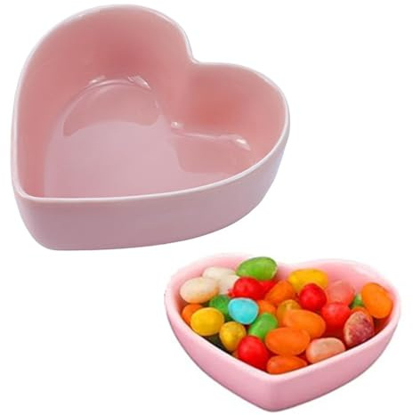 RUITASA 14 cm große herzförmige Keramikschalen, Valentinstag, Salatschüsseln für Salat, Suppe, Snack, Dessert, beste Küche, Haushalt, Kochen, Geschenke (Rosa)