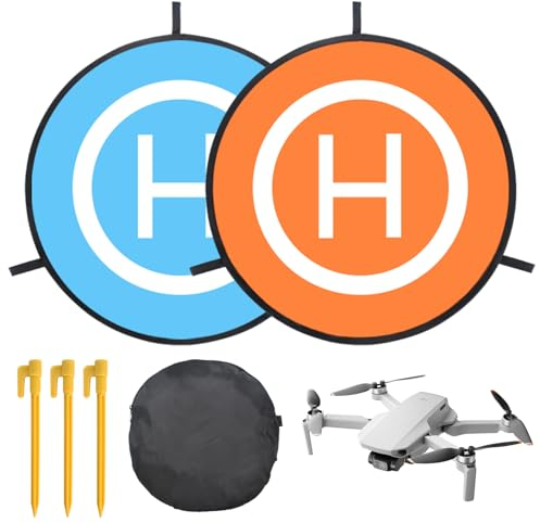 Drone Landing Pad, 55CM/22'' Drohnen Landeplatz, Wasserdichte Faltbare Landung Pads, Drohnen-Landeplatz-Zubehör mit Heringen, für DJI Mavic 2 Pro/Zoom/Mavic Pro/Mavic Air 2/Spark/FIMI X8SE/Mavic Mini