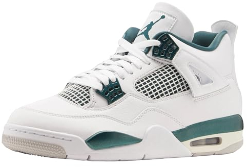 Nike Jordan Air 4 Retro unisex da adulto, Bianco/Bianco/Grigio neutro/Verde ossidato, 42 EU