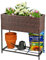 Taylor & Brown Raised Garden Bed 2 Tier Rattan Wicker Plant Raised Bed Garden Elevated Planter Box with Tool Storage Shelf for Vegetable Flowers Herbs Fruits - 70cm (H) x 70cm (W) x 30.5cm (D)