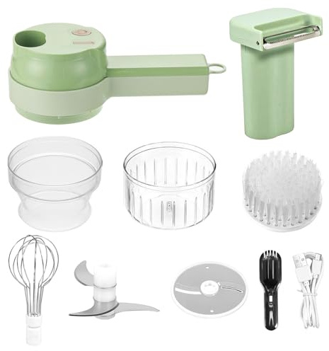 POFET USB Electric Vegetable Choppers for Slicing and Dicing Fruits and Vegetables With Whisk and Plate Cleaning Brush