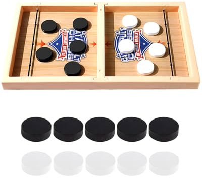 HSIXHAF Sling Puck Game - Jeu de Société Hockey Party Catapult - Jouets de Jeu de Société Hockey - Ensemble de Plateau Portable - Bon pour Les Cadeaux, 10 pièces d'échecs