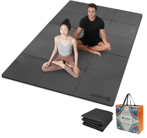 RYTMAT Yogamatte Faltbar Groß 200×130cm TPE 10mm Dicke Gymnastikmatte Faltbar Rutschfest Fitnessmatte für Yoga und Gymnastik zu Zuhause, Fitnessstudios, Reisen, Camping