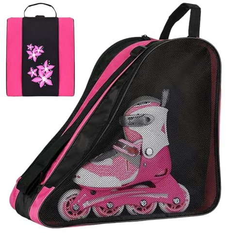Bolsa para patines, bolsa para zapatos de patinaje - Bolsa de almacenamiento para zapatos de patines para niñas y niños - Correa de hombro ajustable para zapatos de patinaje, bolsa espaciosa para camp