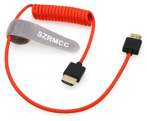 SZRMCC 8k 2.1 HDMI to HDMI Ultra High Speed Coiled Braided Cable for Z Cam E2 Sony FX6 FX9 Canon EOS C70 C300 Portkeys BM5 Atomos Ninjav V Shogun Monitor