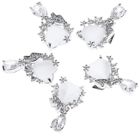 BELLIFFY 5pcs Cat Eye Butterfly Jewelry Nail Art Decor Zircon Love Gems Nail Charms