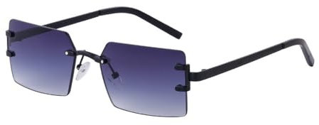 ETETGVG Retro-Sonnenbrille für Damen, quadratisch, rahmenlos, diamantgeschliffen, Metall, Brillengestell für Sommer, Outdoor, Autofahren, UV400, 2, Einheitsgröße