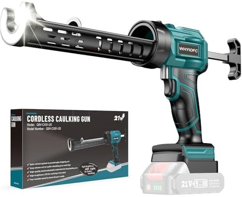 Akku Kartuschenpresse, Kompatibel für Makita 18V Batterie, bis zu 3.000 N, 4 Geschwindigkeiten,Elektrische Silikonspritze mit 4 Geschwindigkeiten und LED-Licht,für Abdichten, Spachteln (ohne Akku)