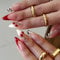 Red Press on Nails Short, Almond French Tip Fake Nails Glossy False Nails with Glue Stickers, Oval Acrylic Full Cover Glue on Nails for Women and Girls(24 Pcs)